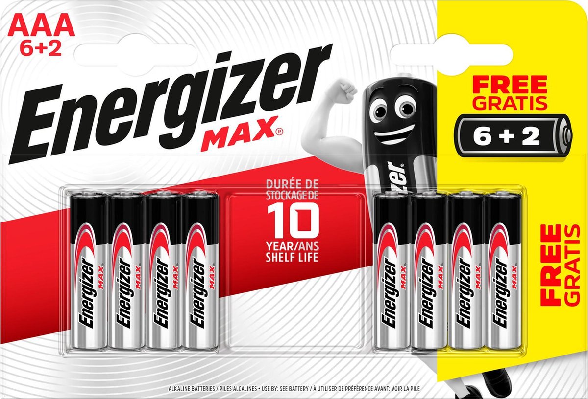 Energizer Max LR03 AAA Blister 6+2 stuks