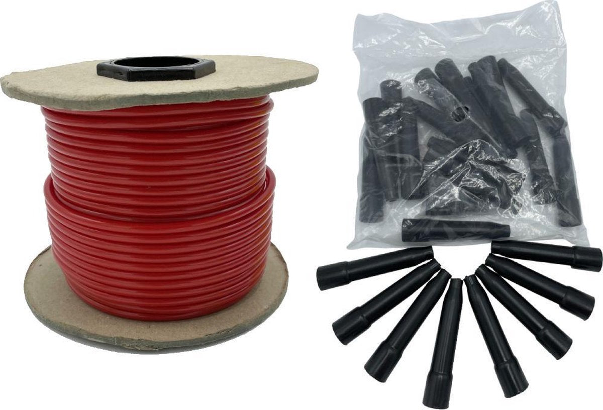 Lang Springtouw - op Rol 50 meter - incl 24 Handvatten - ROOD