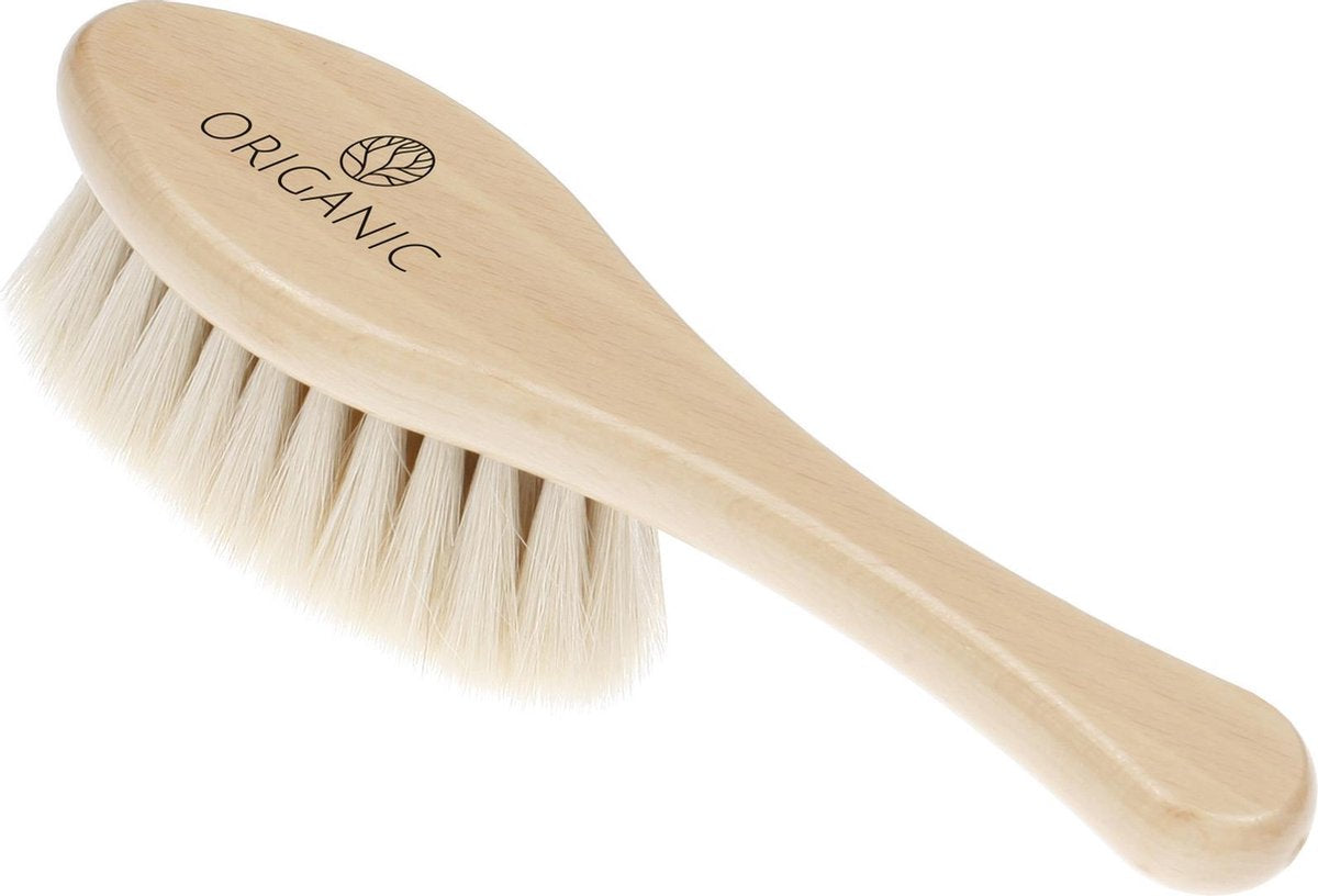 Origanic | Ultrasoft Brush for Baby | Natuurlijke babyborstel | Eerste haartjes Borstel | Babyverzorging | Beukenhout | Geitenhaar