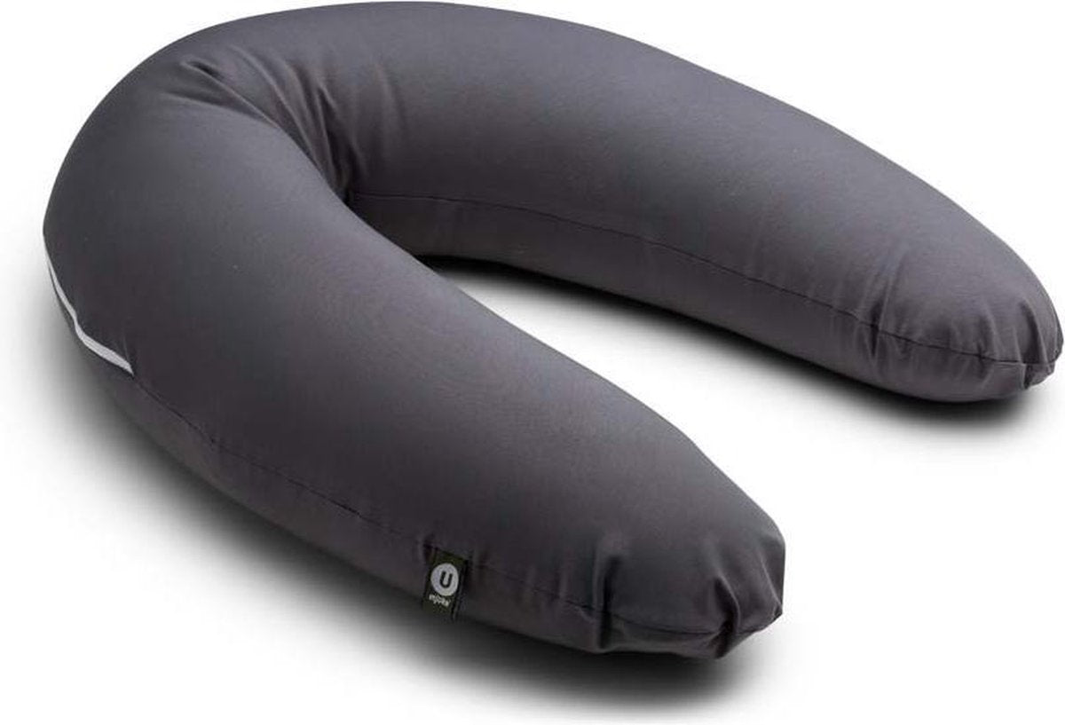 Mjuka Voedingskussen | Incl. Voedingskussenhoes | Polyester Vulling | Babykussen Grijs | 100% Nederlands Product | 180 cm