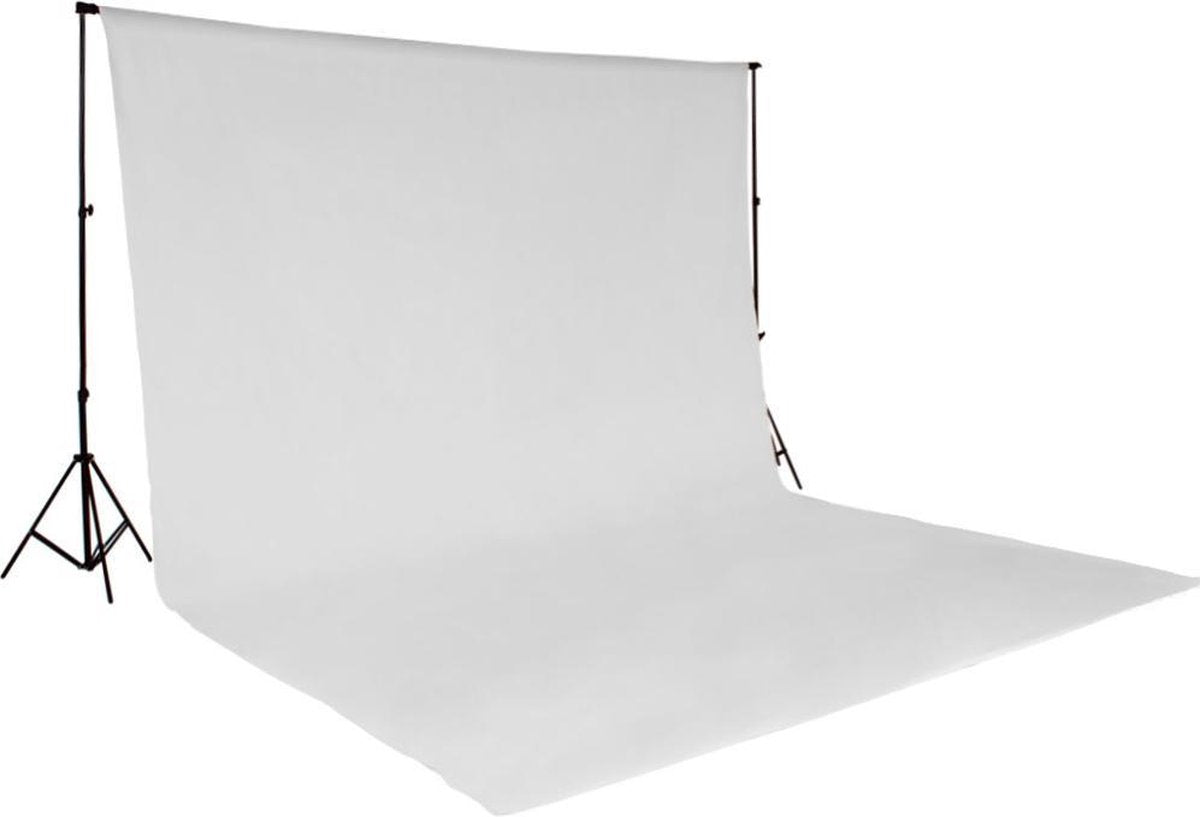 TecTake achtergrondsysteem fotografie - doek met statief - wit - 400780