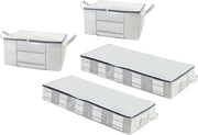 Opbergtas en Organizer voor Kleding en Dekbed – Opbergbox - Set van 4 - 2x 66L - 2x 68L- Opvouwbaar - Opbergzak - Grijs