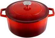 MOA Gietijzeren Pan - Braadpan - 26 cm - Rond - met Deksel - ook voor Inductie - Kersenrood - C26CB