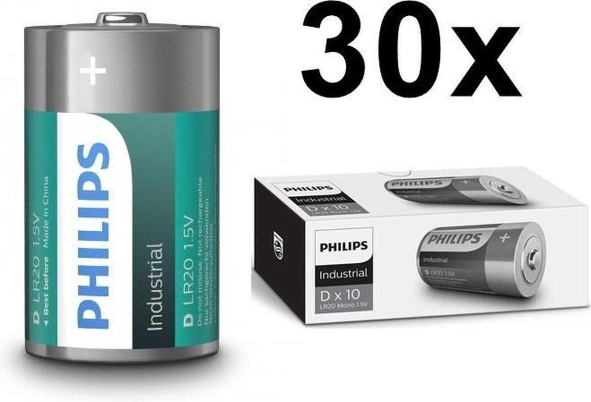 30 Stuks - Philips Industrial D/LR20 alkalinebatterij