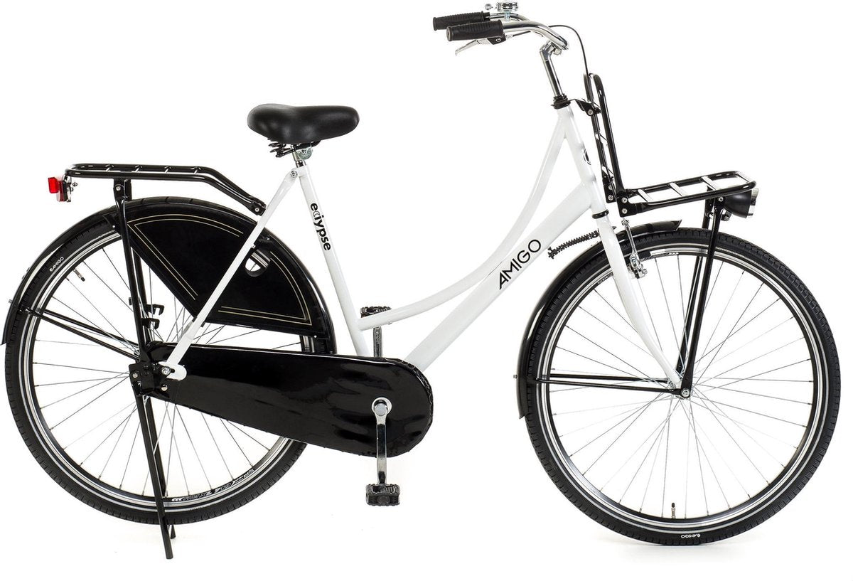 Amigo Eclypse Transportfiets 28 inch -  Omafiets met voordrager - Wit/Zwart