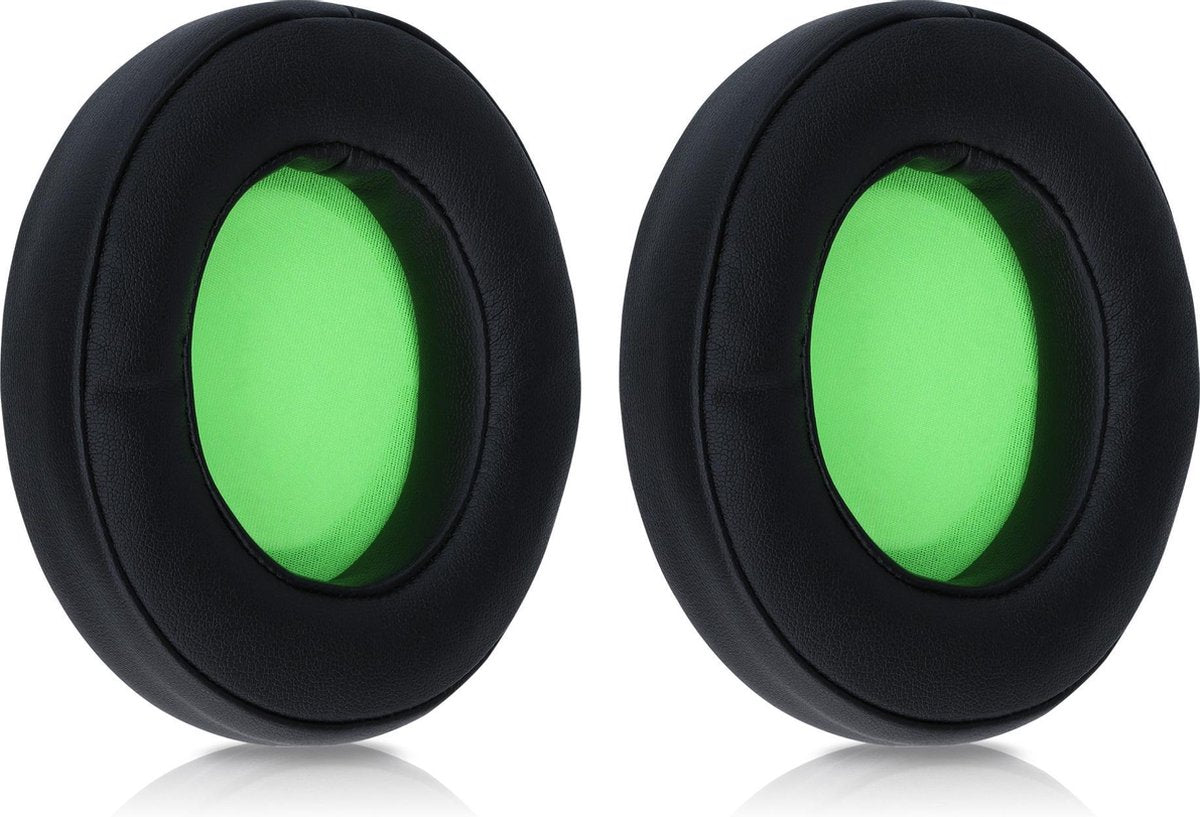 kwmobile 2x oorkussens voor Razer Kraken 7.1 V2 koptelefoons - imitatieleer - voor over-ear-koptelefoon - zwart / groen