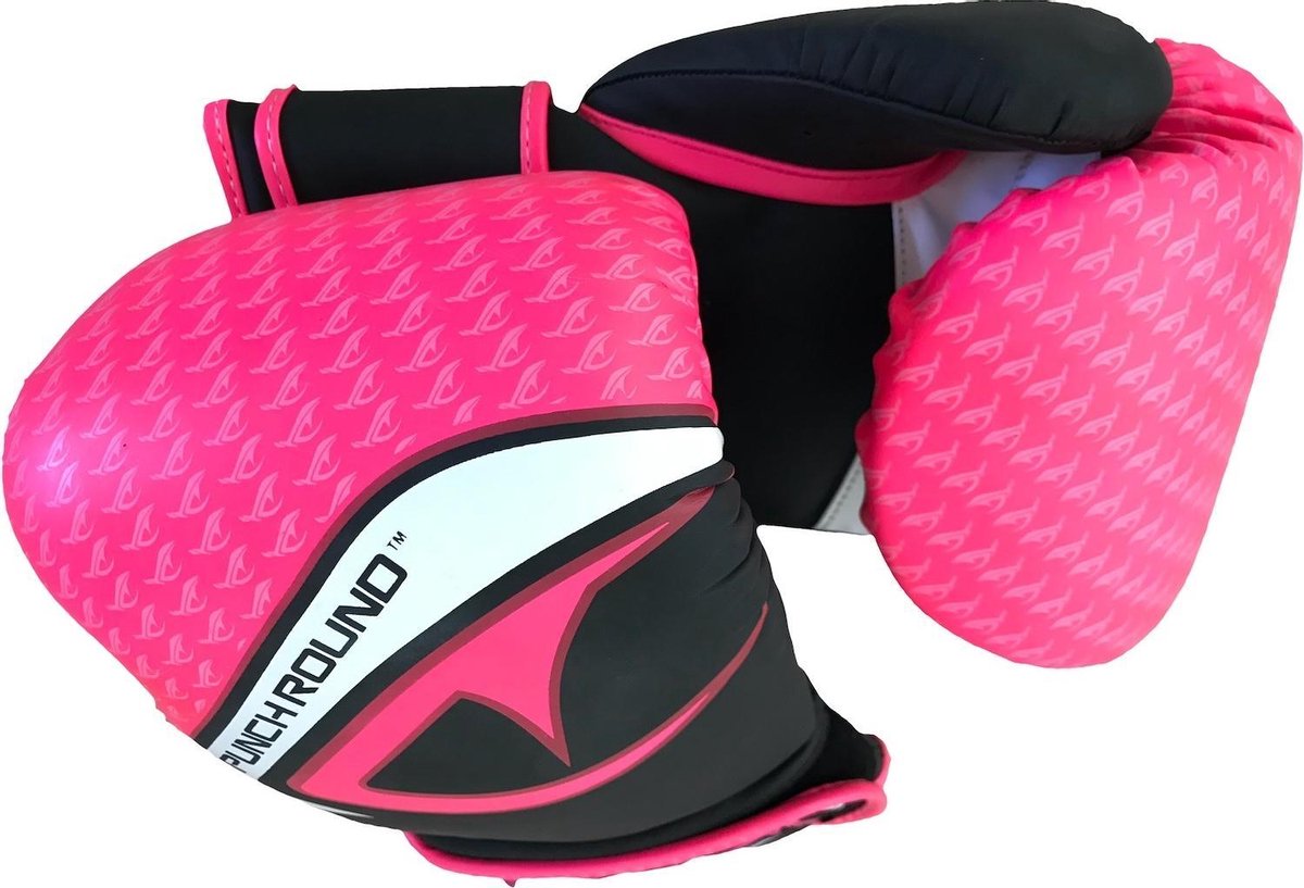 Punch Round No-Fear Dames Bokshandschoenen Zwart Roze 14 OZ Bokshandschoenen