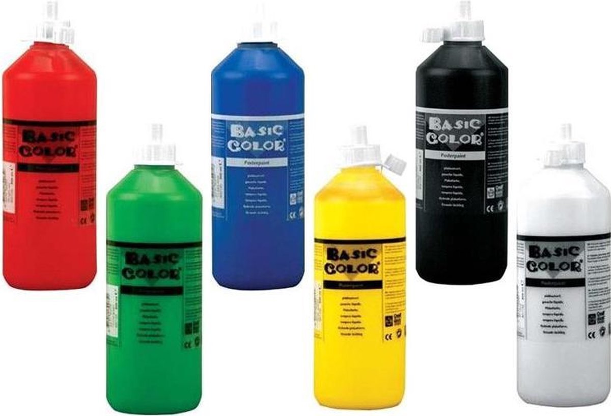 Plakkaatverf Kinderen Basiskleuren 6x500ML