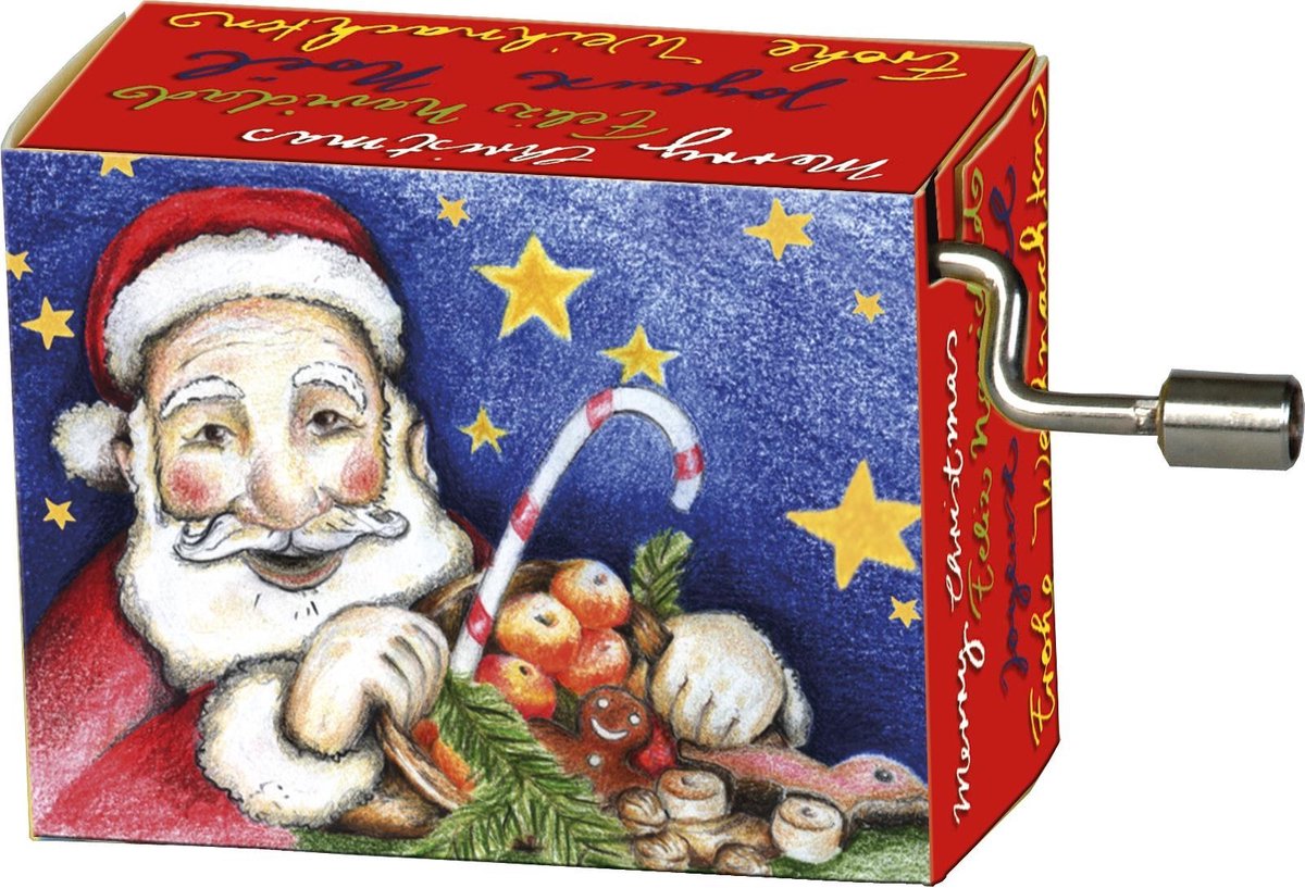 Muziekdoosje kerst kerstman met melodie Jingle Bells