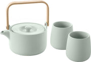 Atmosphera theepot met 2 kopjes mint - Groen - 50 cl - Klein theepotje - Keramiek