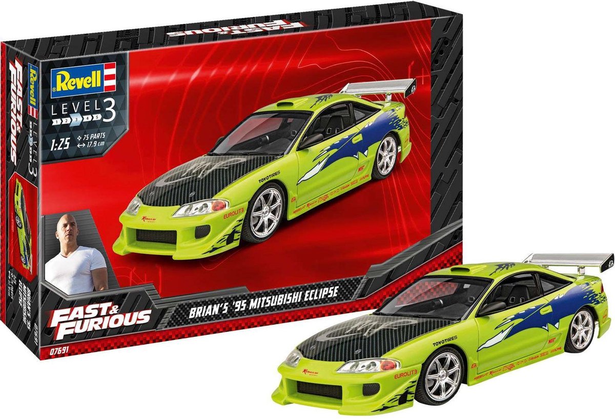 1:25 Revell 07691 Fast & Furious Brian's 1995 Mitsubishi Eclipse Car Plastic kit