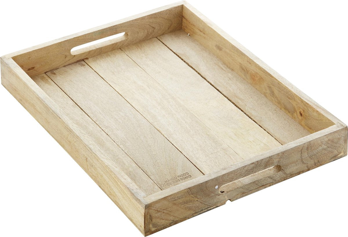 Point-Virgule Dienblad - Met Handgrepen - Mangohout - 48.5 x 39 x 5cm
