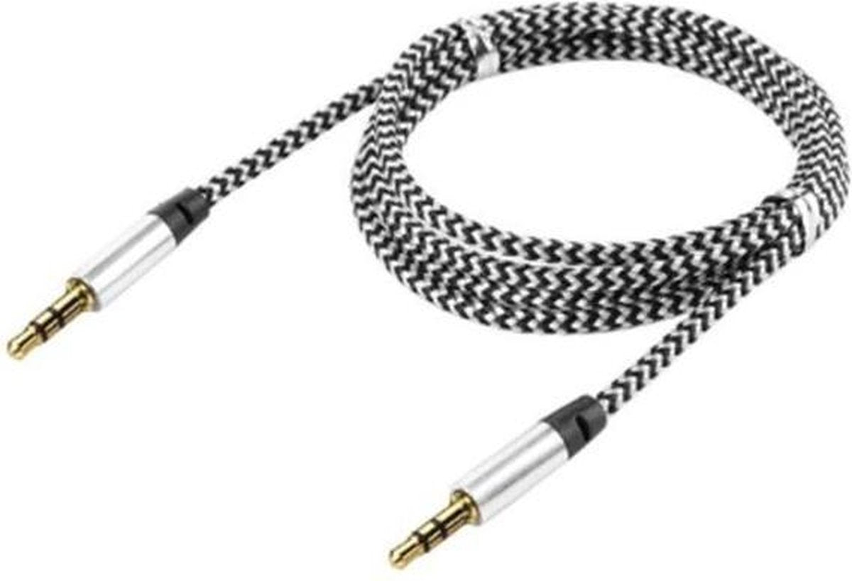 Audio Kabel 3.5mm Jack Aux Kabel- Aux Stereo Kabel-Universeel-Voor Auto-Telefoon-Samsung-Apple iPhone-iPod-iPad-Plug Auto aux Voor Iphone -Samsung -Xiaom- samsung-mp3-mp4-geluidskaart-tv-Zwart-1 meter