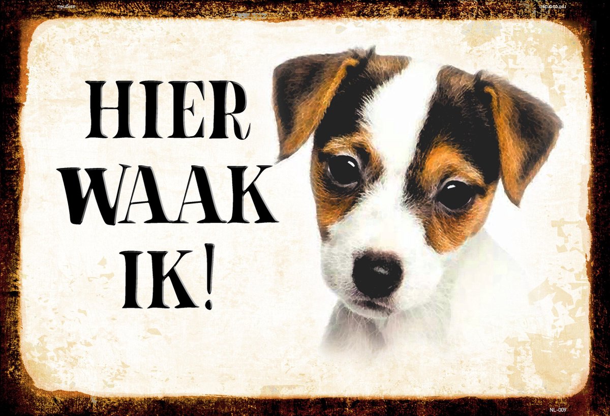 Wandbord - Hier Waak Ik - Jack Russel Pup