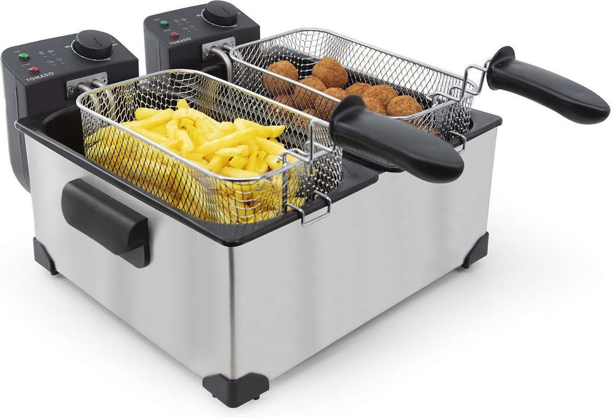 Tomado TDF6001S - Dubbele frituurpan - 2 x 3 liter - Koude zone - RVS