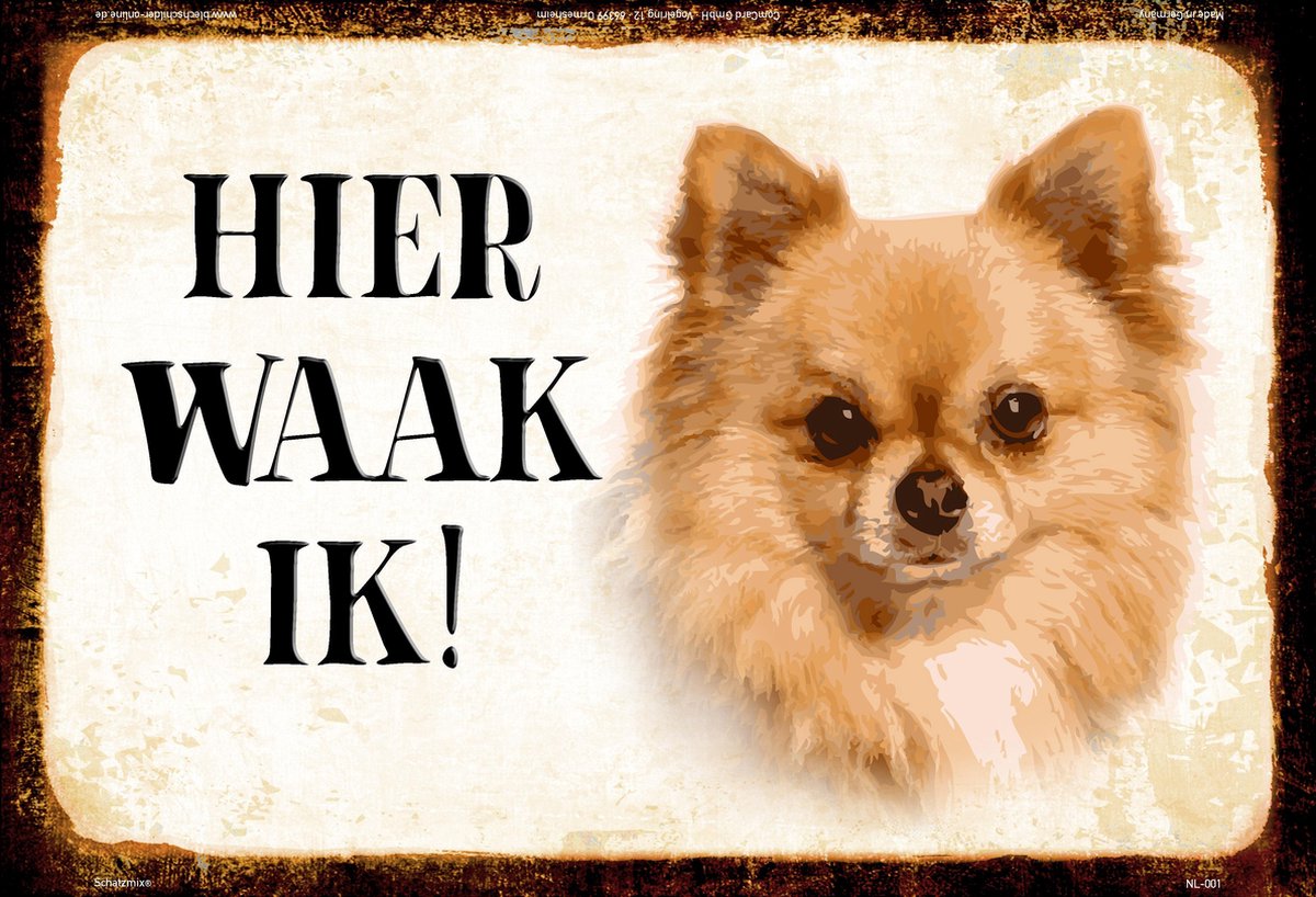 Wandbord - Hier Waak Ik - Pomeriaan