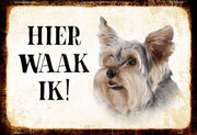 Wandbord- 20x30 - Hier Waak Ik - Yorkshire Terrier