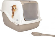 Duvo+ Ariel Cat Surprise Kattenbak - Wit/Taupe - 57 x 39 x 38 cm