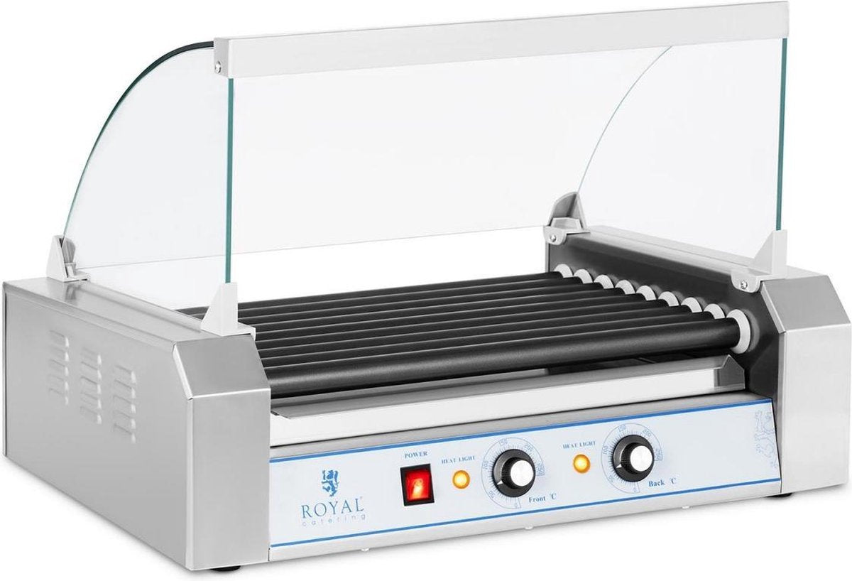 Royal Catering Hotdog Grill - 9 rollers - Teflon
