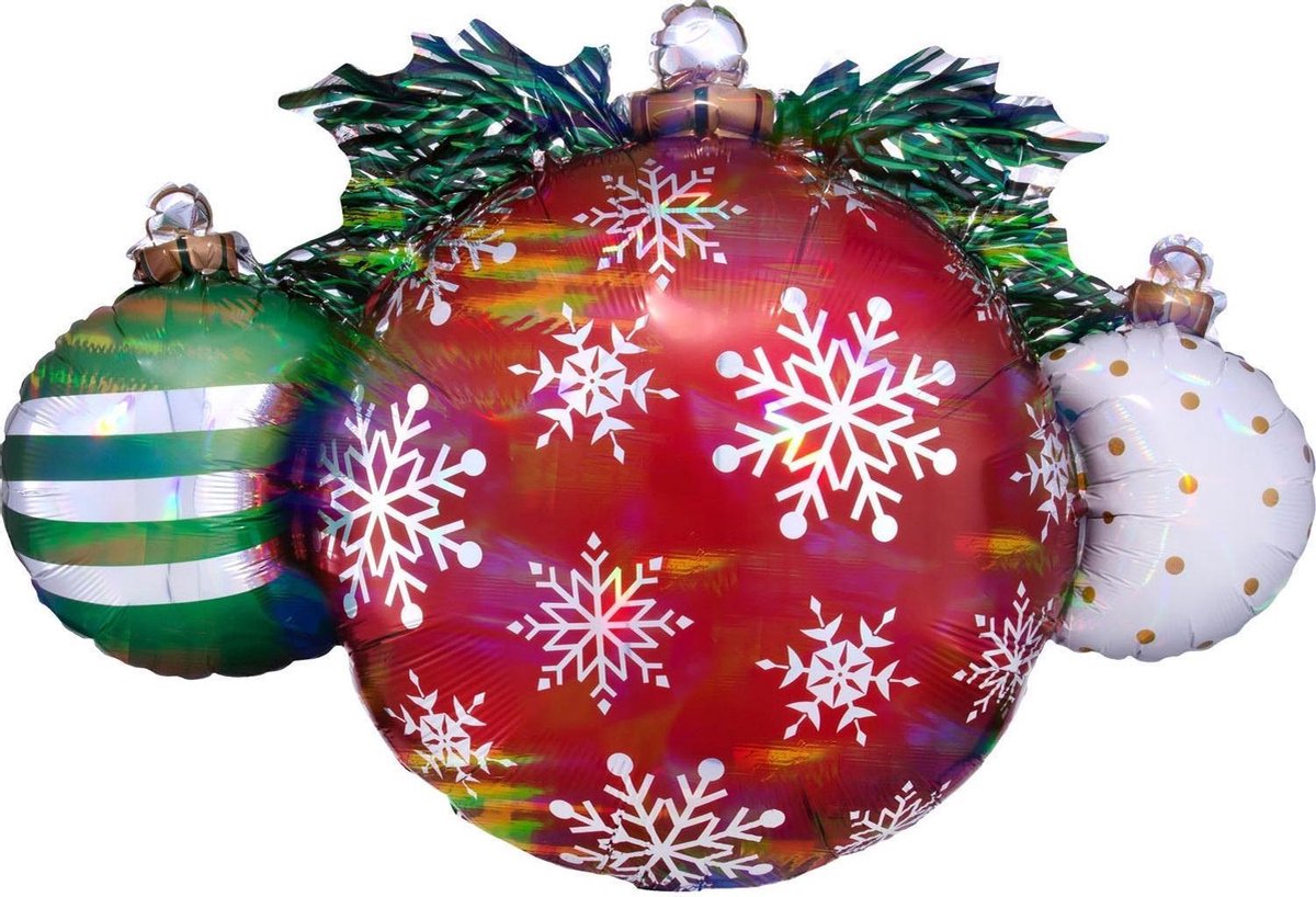 Anagram Folieballon Holographic Ornaments 88 X 60 Cm Rood/groen