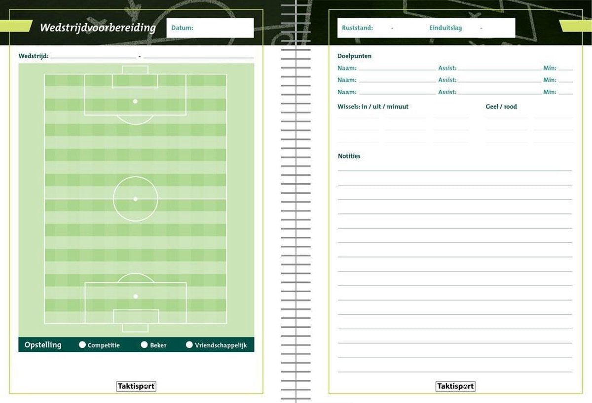 SoccerConcepts Voetbalcompetitieboek - Voetbaltrainer - Met trainersboek- A6