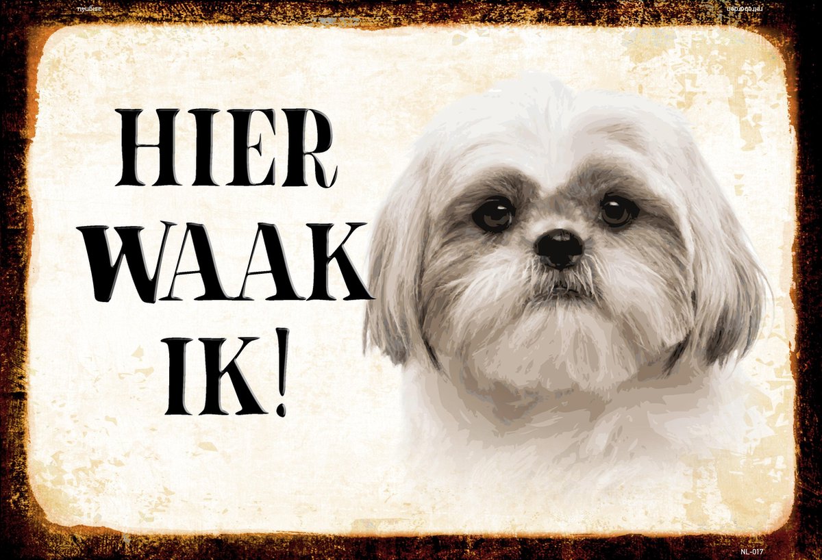 Wandbord - Hier Waak Ik - Shih Tzu