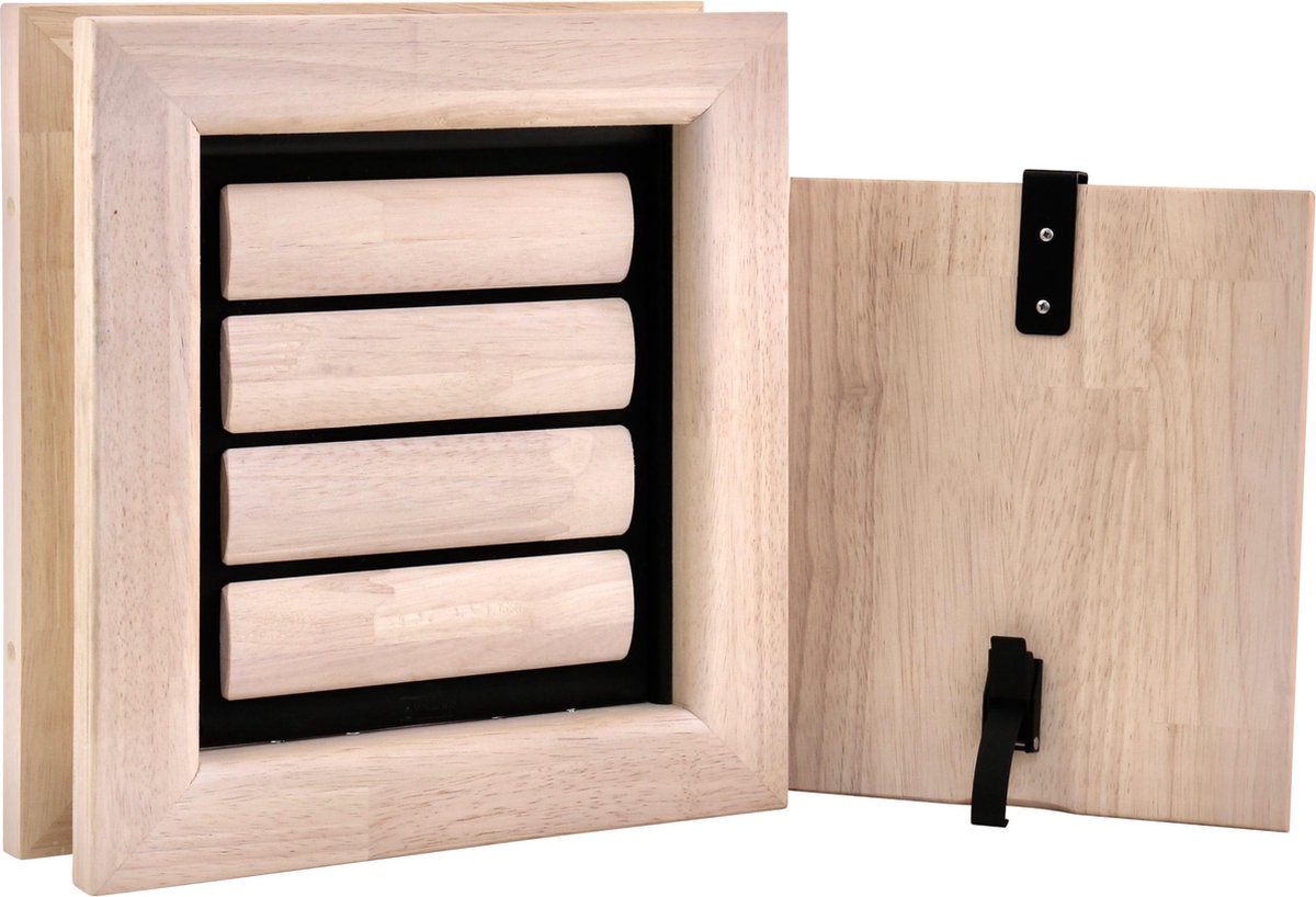 Tomsgates Nipper Houten Kattenluik en Hondenluik | Naturel Afgewerkt | 24 x 20 cm | Eenvoudige Installatie | voor Deuren tot 5.5 cm dik | Isolerend | Duurzaam