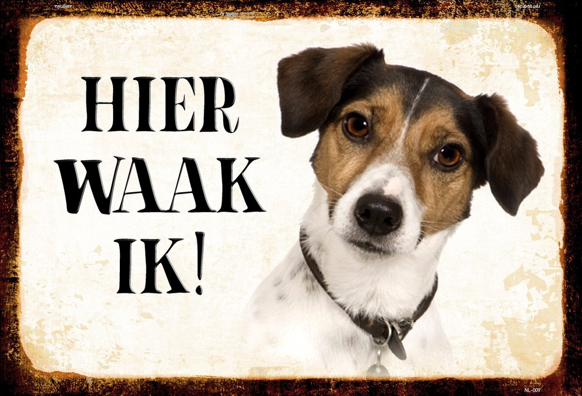 Wandbord - Hier Waak Ik - Jack Russel