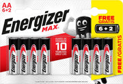 Energizer max AA   1.5V  6+2 gratis