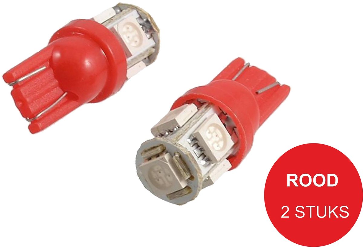 T10 5-LED 10-32 VOLT Rood Auto-Vrachtwagen-Interieur-Binnenverlichting