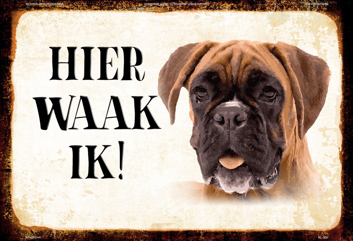 Wandbord - Hier Waak Ik - Boxer