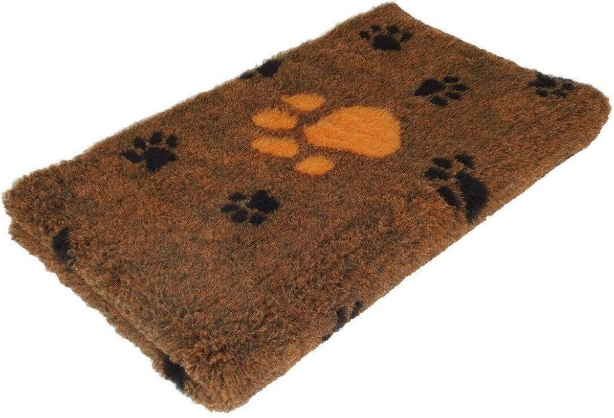 Vetbed - Dierenmat - Dierenkleed - Benchkleed - Oranje met 3 Kleuren. Grote Voetprint Latex Anti Slip 150 x 100 cm - Machine wasbaar