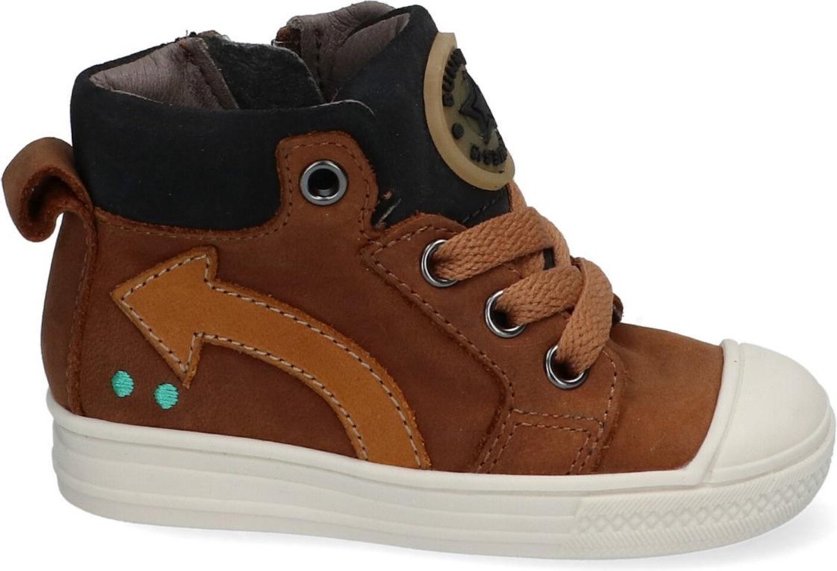 Bunnies JR 220630-513 Jongens Hoge Sneakers - Bruin - Leer - Veters