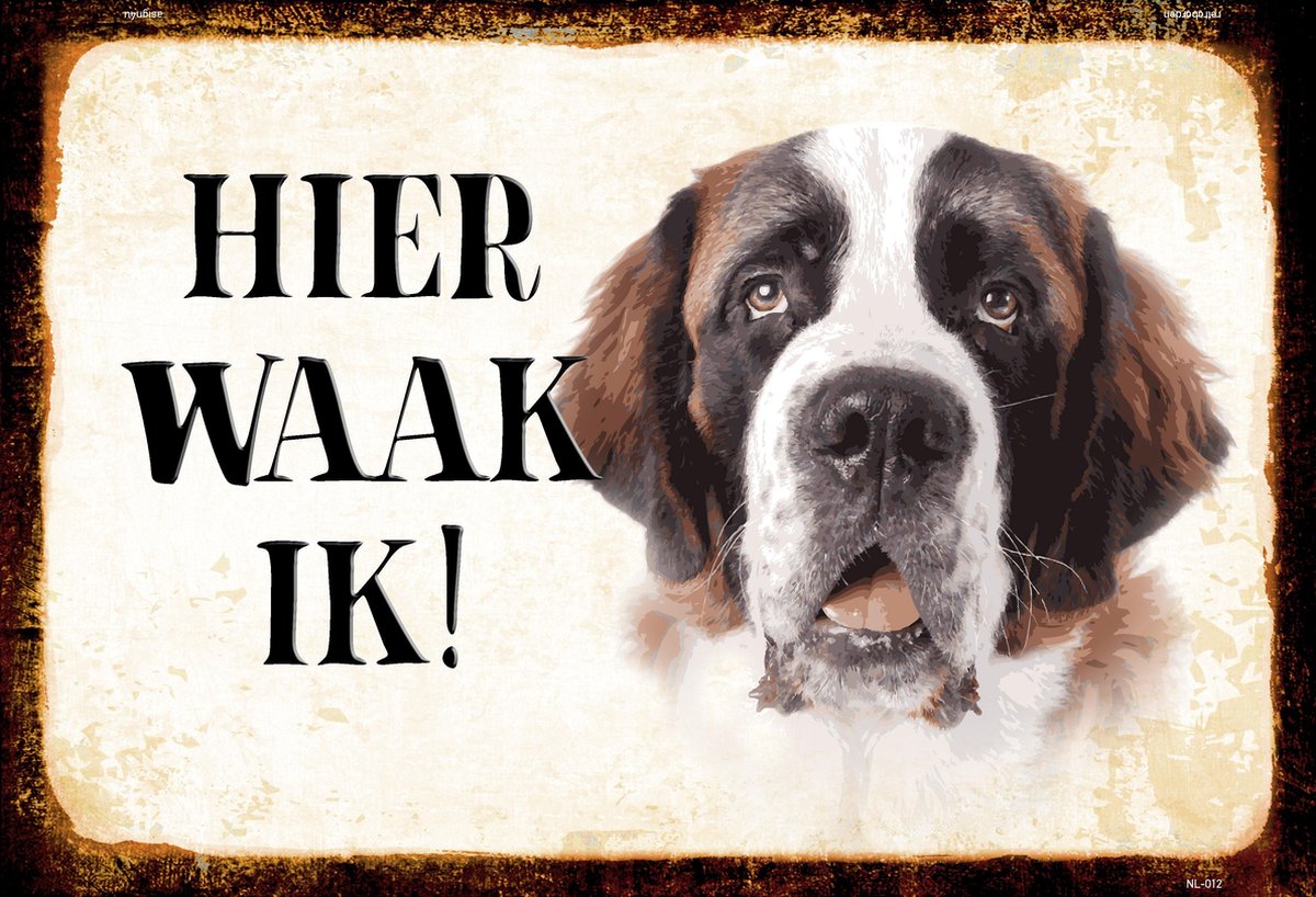 Wandbord - Hier Waak Ik - Sint Bernard
