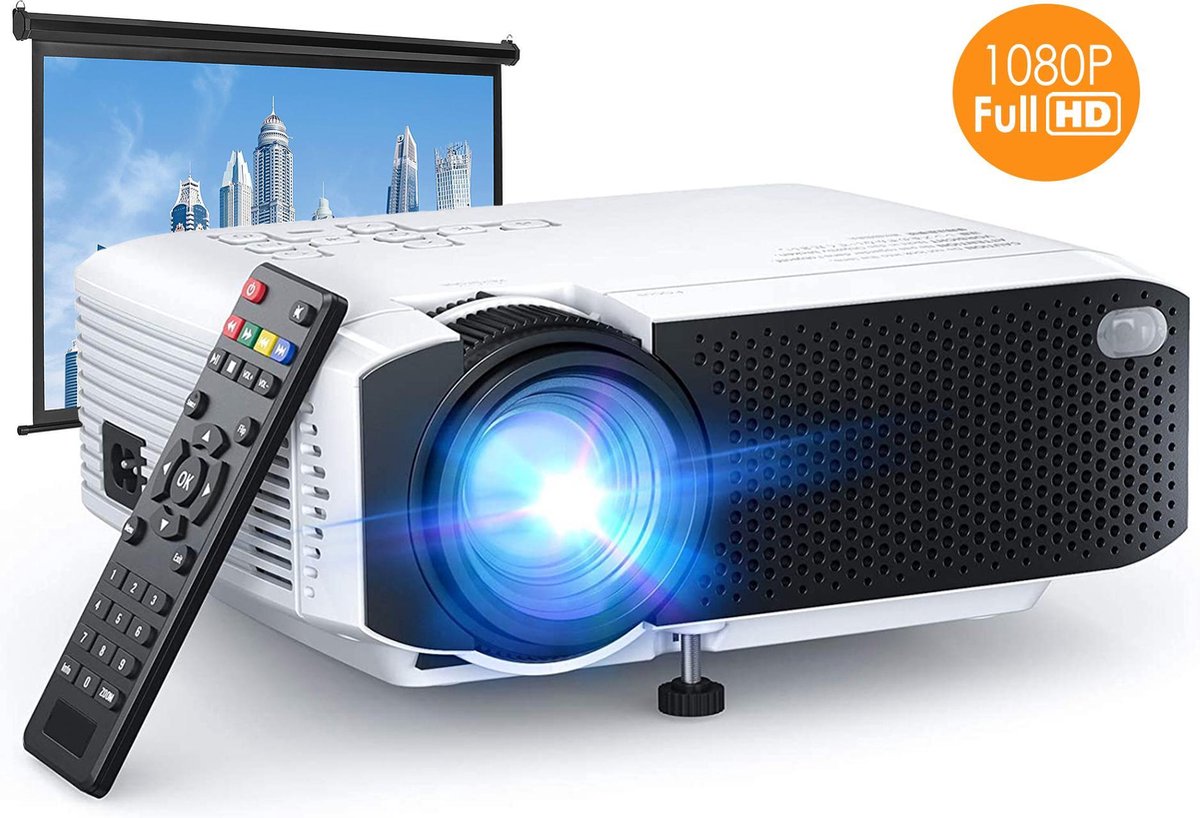 Gadgetplace Mini beamer met Surround Sound Speakers - 1080P Full HD - 4000 Lumen - Compact en draagbare LED projector - Ideaal voor Netflix en Videoland