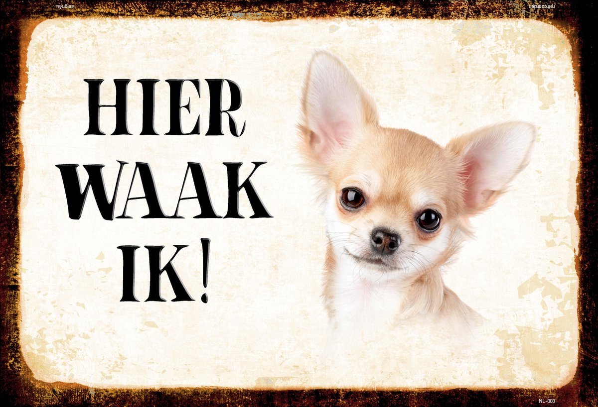 Wandbord - Hier Waak Ik - Chihuahua