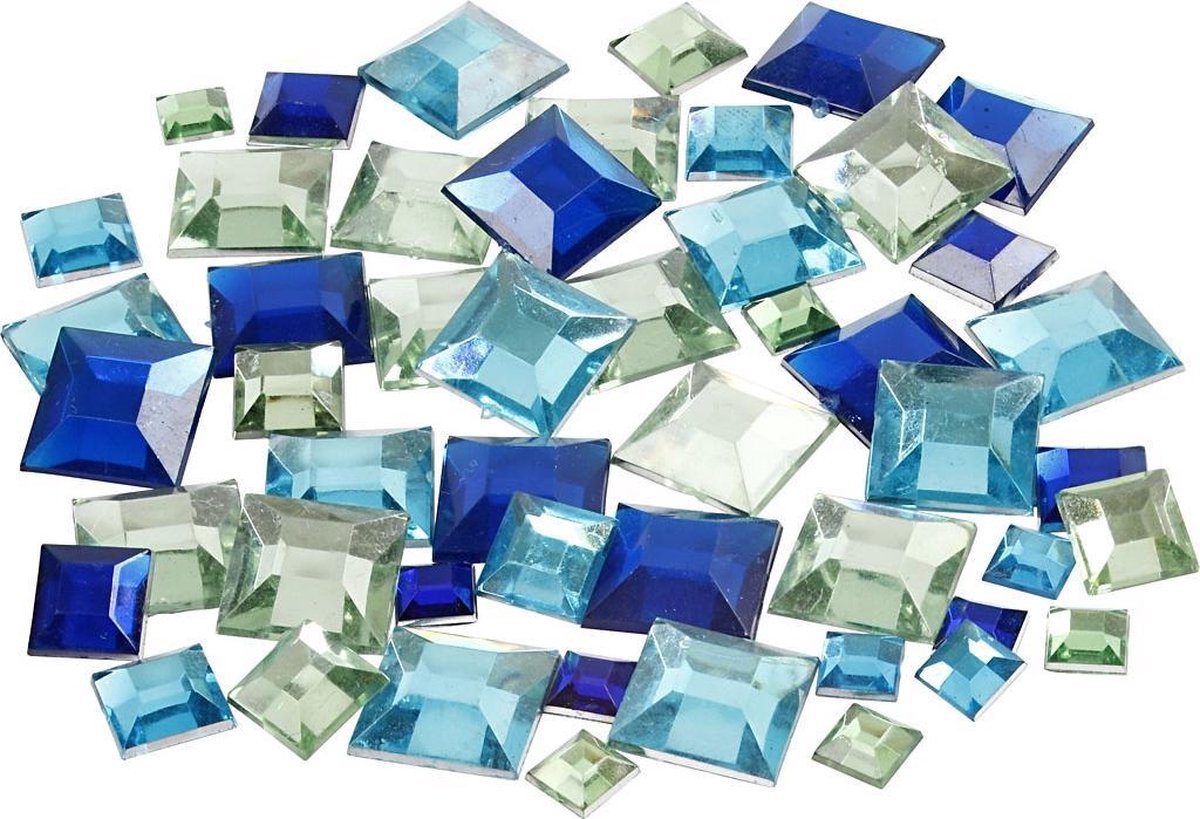 Creative Strasstenen Vierkant 6x9x12mm Blauw/groen 360 Stuks