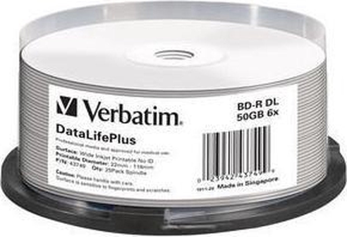 Verbatim BD-R DL 50GB 6X SP WIDE PRINTABLE NO-ID - Rohling