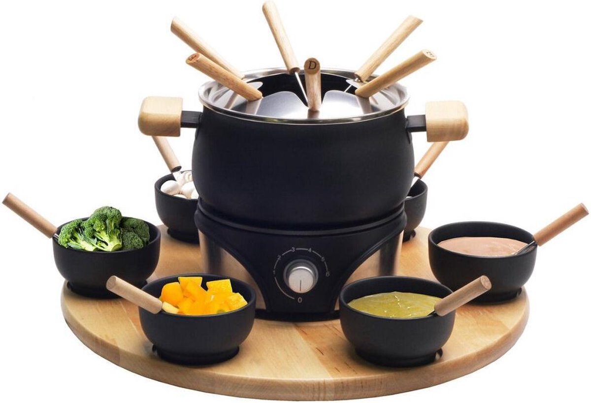 Fritel MIA Elektrische Fondue Set Hout/Zwart