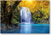 Oase aan waterval - Erawan waterval in de herfst