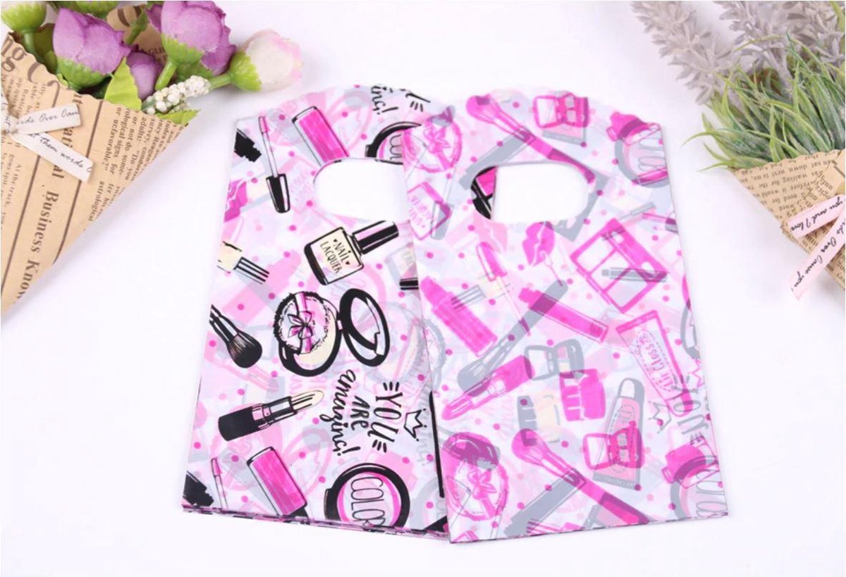 50 stuks mini zakjes print make-up 9x15 cm