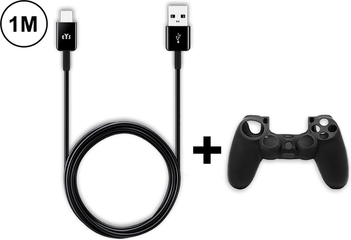 EYSLife PS4 Oplaadkabel - 1 Meter - High Speed - Gratis Controller Beschermhoesje - PlayStation 4 Oplader - PS4 Accessoires