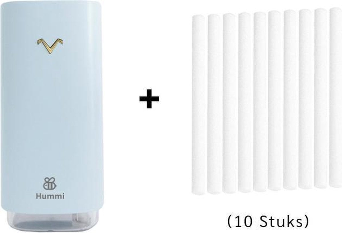 Hummi SlimPH Blauw Met Filterset - Luchtbevochtiger met Projector - Humidifier - Aroma Therapie - Aromadiffuser - Vernevelaar - Verstuiver - Geurverspreider - Luchtverfrisser