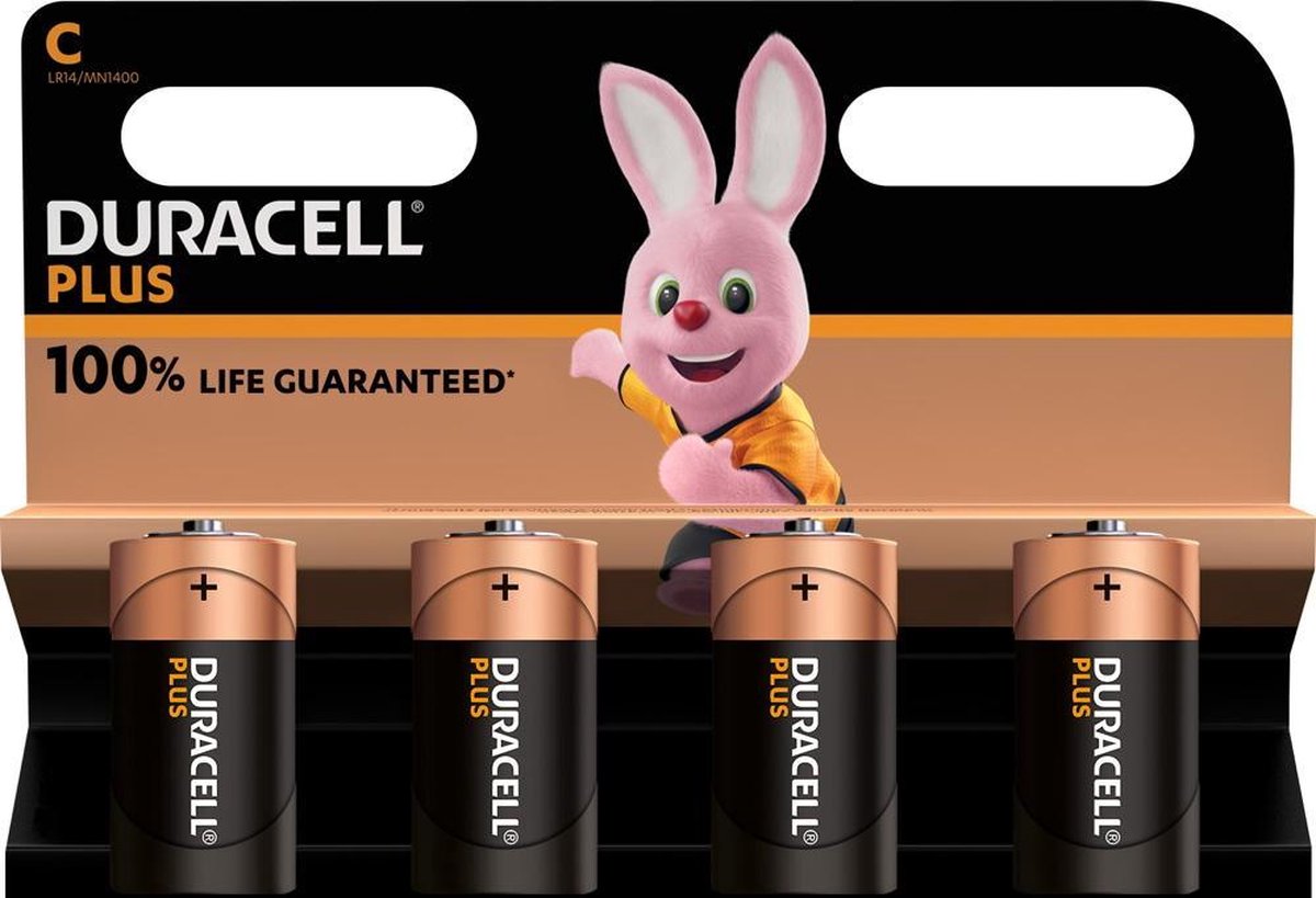 C batterij (baby) Duracell Plus-C K4 Alkaline 1.5 V 4 stuk(s)