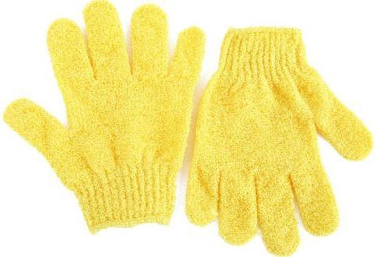 Martini Oceania Peeling & Scrubhandschoen - Geel -Voordeelset 2 Stuks!! - Verwijdert dode huidcellen en vitaliseert