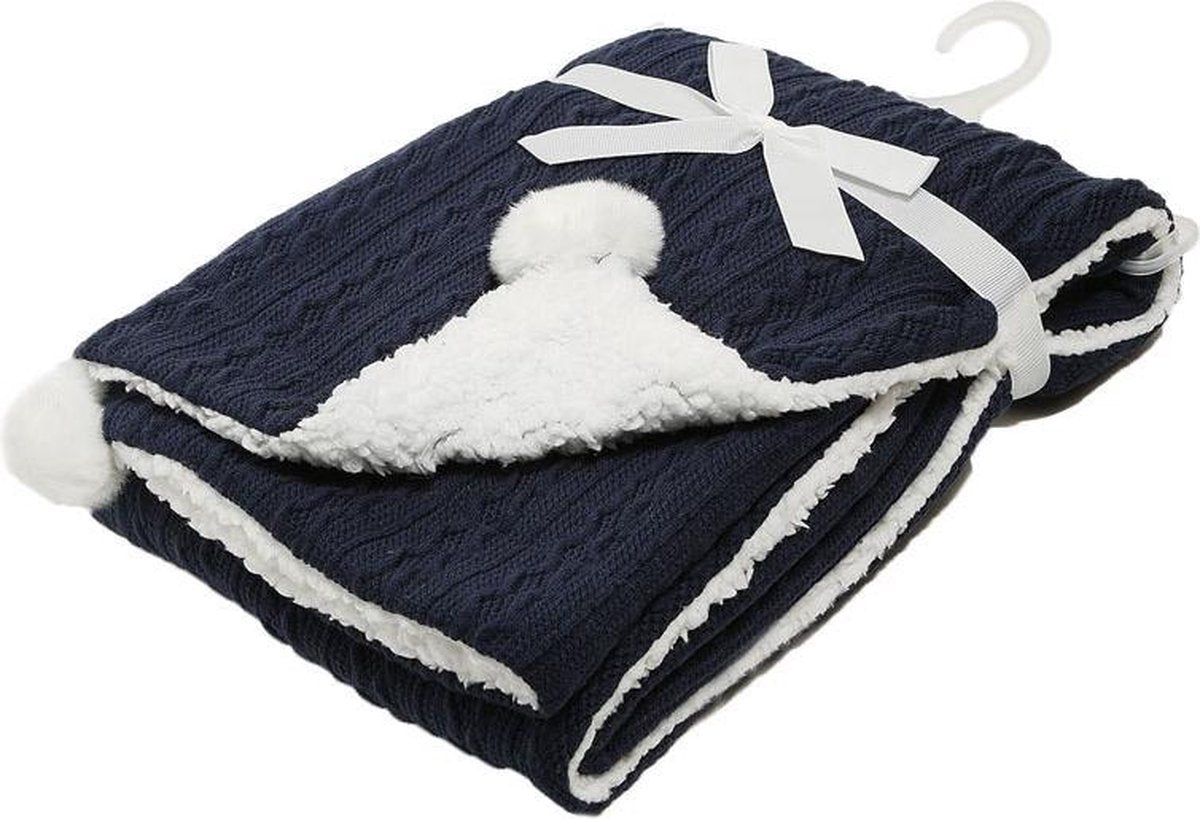 Soft Touch Kabeldeken Pompom 75 X 90 Cm Navy