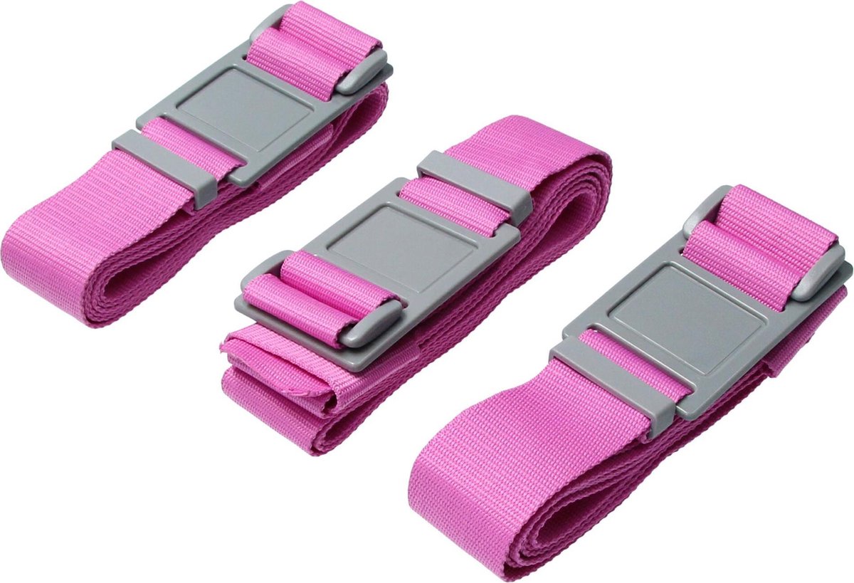 Banzaa Kofferriemen – Bagage Beveiligen – Kofferband 190cm – 3 Stuks Roze