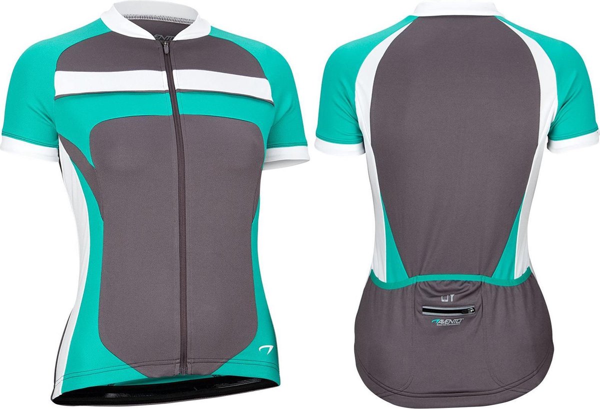 Avento Wielrenshirt - Dames - Antraciet/Wit/Turquoise - 40