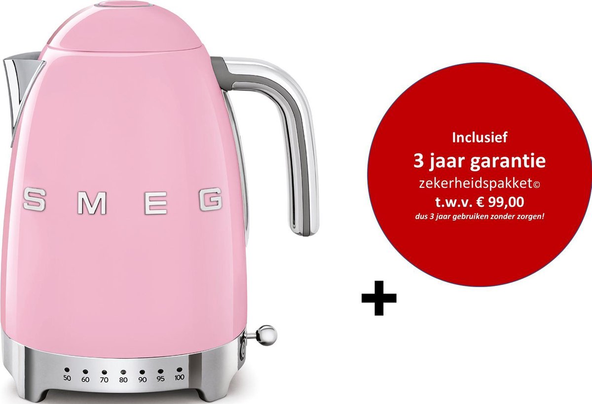 Smeg -  KLF04PKEU MkIII - Regelbare waterkoker - Roze - met drie jaar garantie!