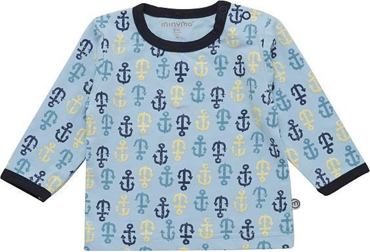 Minymo - baby jongens shirt - anker - blauw - Maat 62
